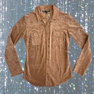 Betsey Johnson Velvet Button Up